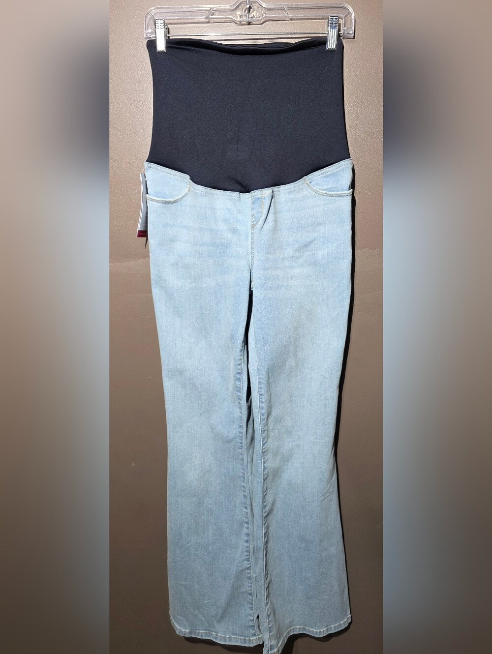 Target Maternity Light Blue Flare Jeans with Black Panel